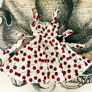 Pin Up Vintage Retro Cherry Dress Skater Skirt